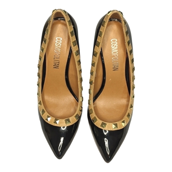 COSMOPOLITAN Black Rockstud Studded Emilia Pumps Size 6.5 - Picture 3 of 11